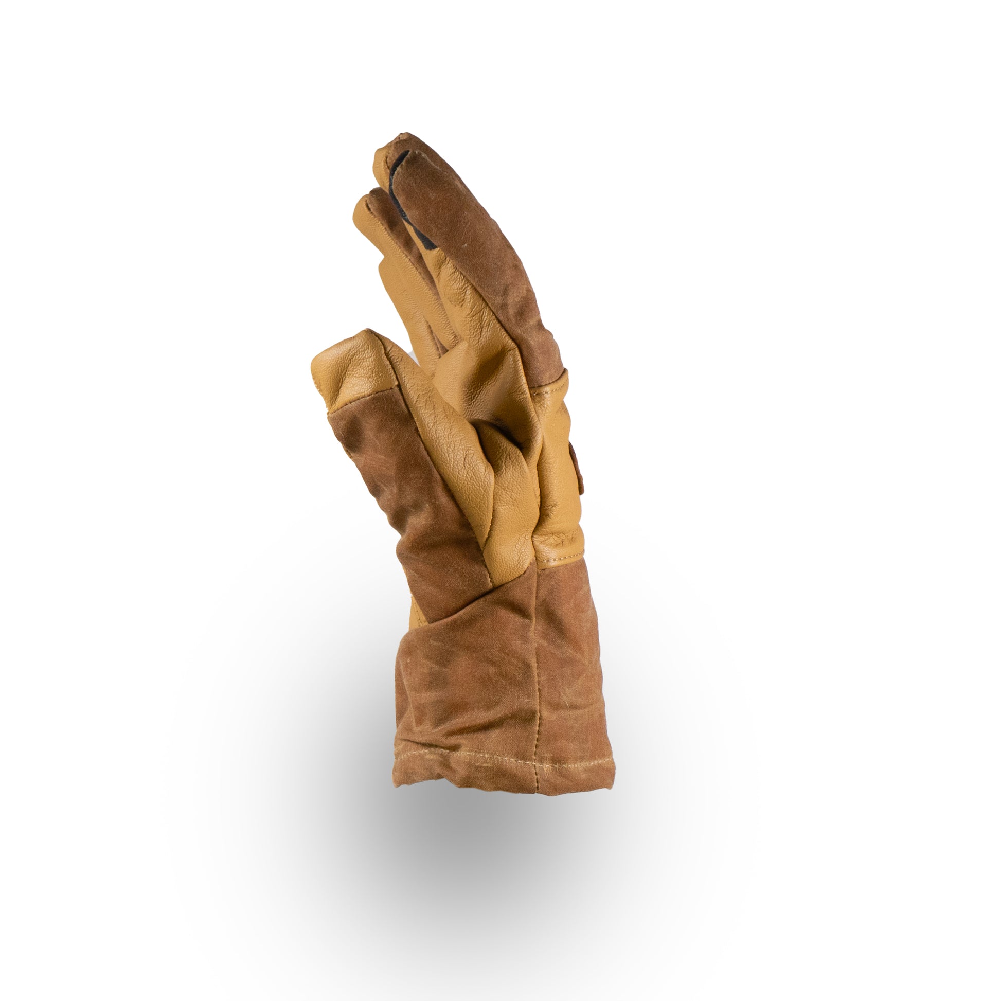 The Mainers MT Battie Glove, known for its durable leather palm, is displayed standing upright on a neutral background.