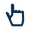 A blue hand pointing at a black background.